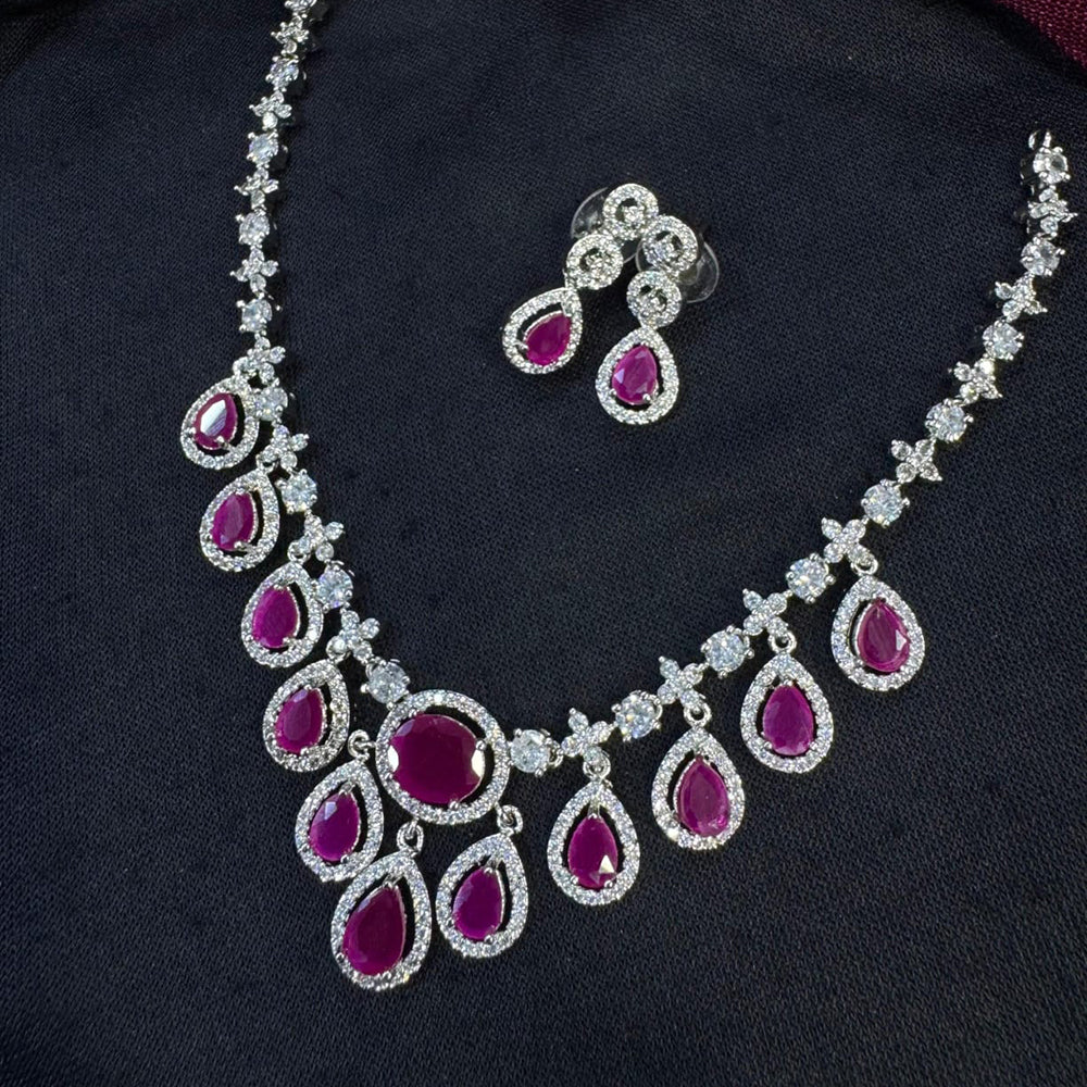 Kavita Art Designer Sparkling American Diamond Necklace Set