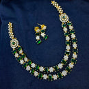 Kavita Art Silver Plated American Diamond Multi-LayerLong  Necklace Set