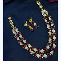 Kavita Art Silver Plated American Diamond Multi-LayerLong  Necklace Set