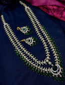 Kavita Art Silver Plated American Diamond Multi-LayerLong  Necklace Set