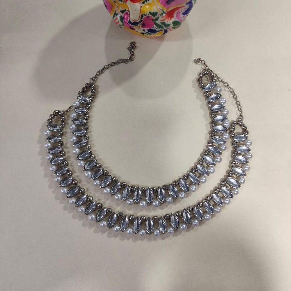 Kavita Art Elegant Shine Crystal and Pearl Choker Necklace Set