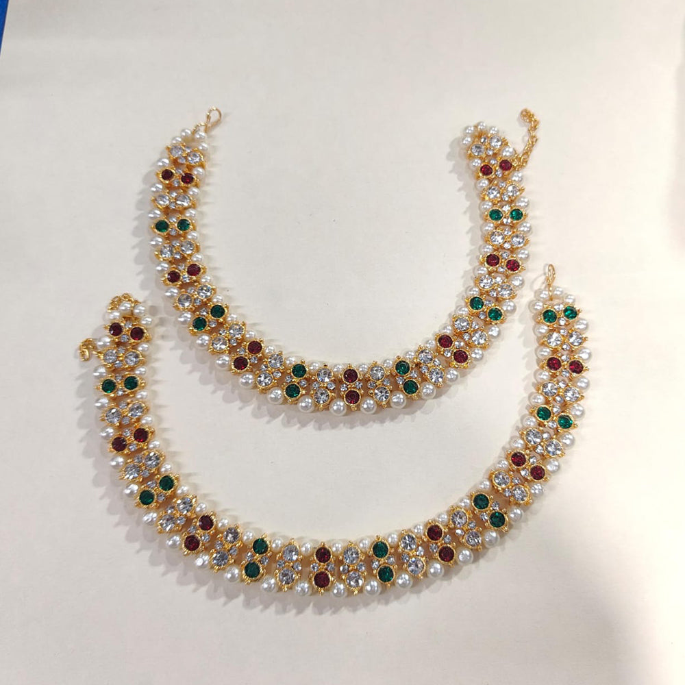 Kavita Art Elegant Pota Stone And Pearls Choker Necklace Set