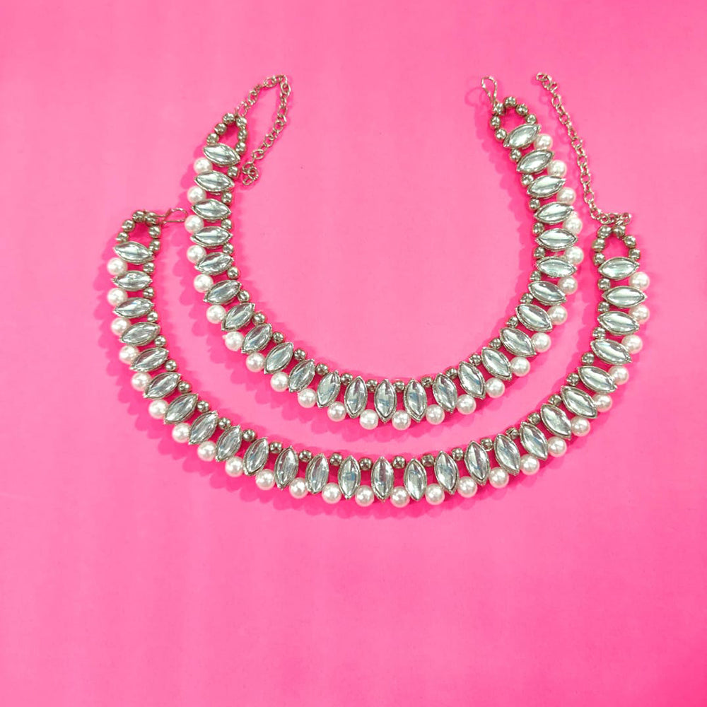 Kavita Art Elegant Shine Crystal and Pearl Choker Necklace Set