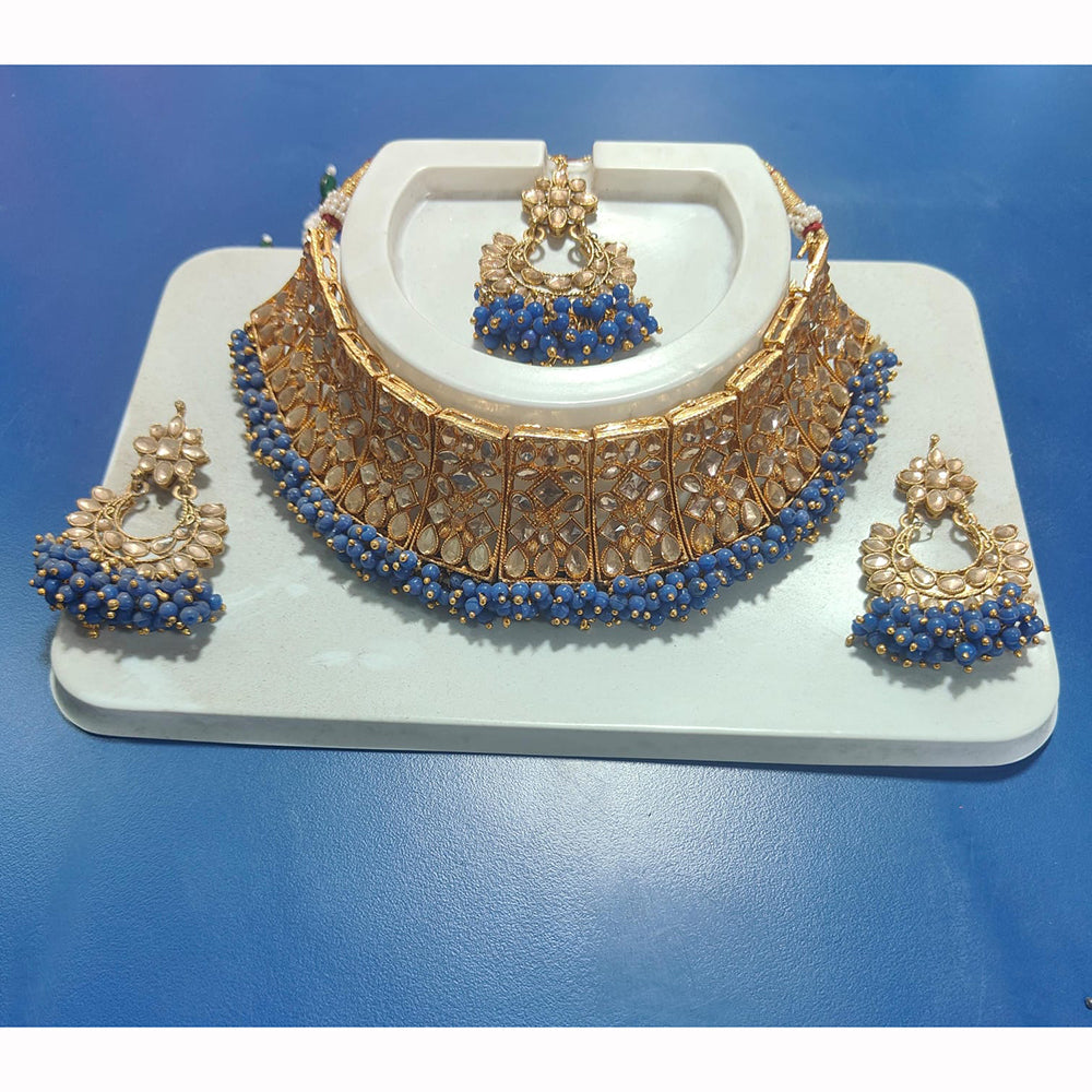 Kavita Art Elegant Shine Crystal and Pearl Choker Necklace Set