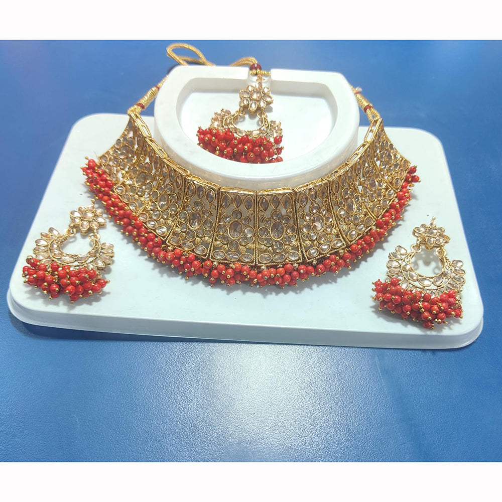 Kavita Art Elegant Shine Crystal and Pearl Choker Necklace Set