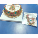 Kavita Art Elegant Pota Stone And Pearls Choker Necklace Set