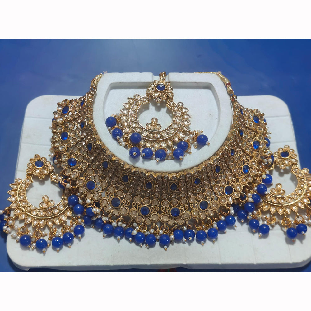 Kavita Art Sparkle Glow Crystal and Pearl Choker Necklace Set
