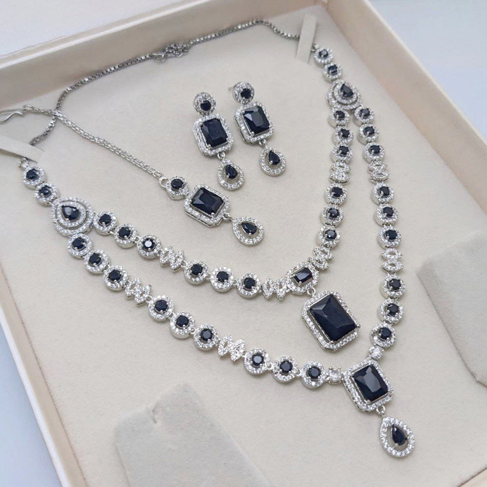 Kavita Art Sparkling American Diamond And Austrian Stone Necklace Set