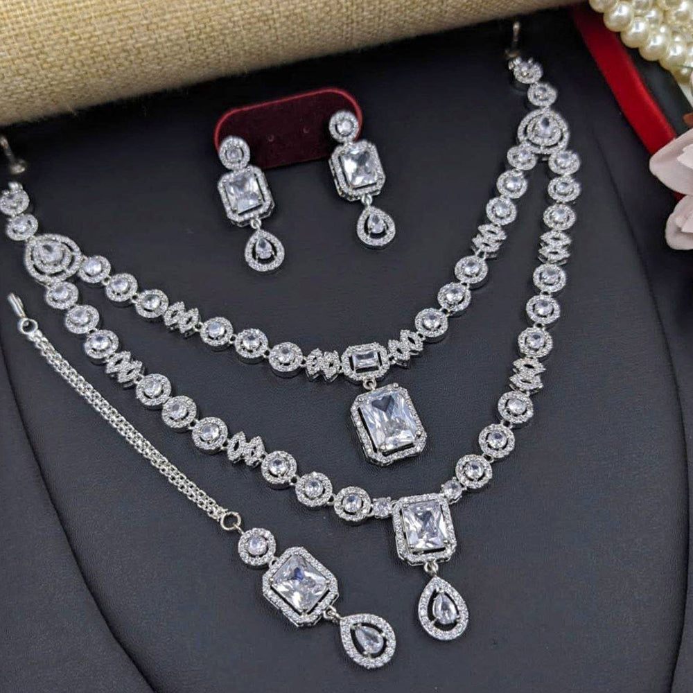 Kavita Art Sparkling American Diamond And Austrian Stone Necklace Set