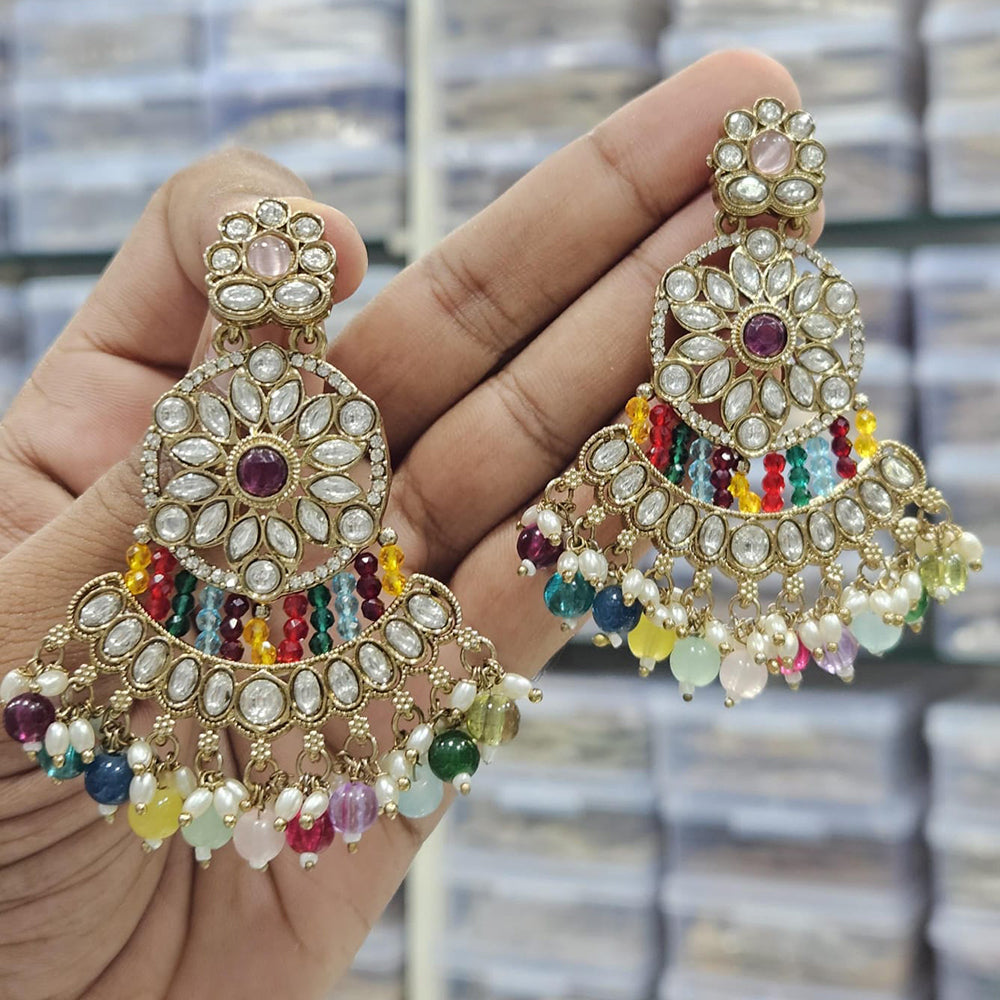 Kavita Art Ethnic Elegance Kundan Stone And Pearls Dangler Earrings