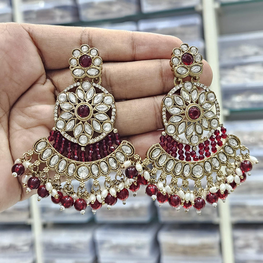 Kavita Art Ethnic Elegance Kundan Stone And Pearls Dangler Earrings