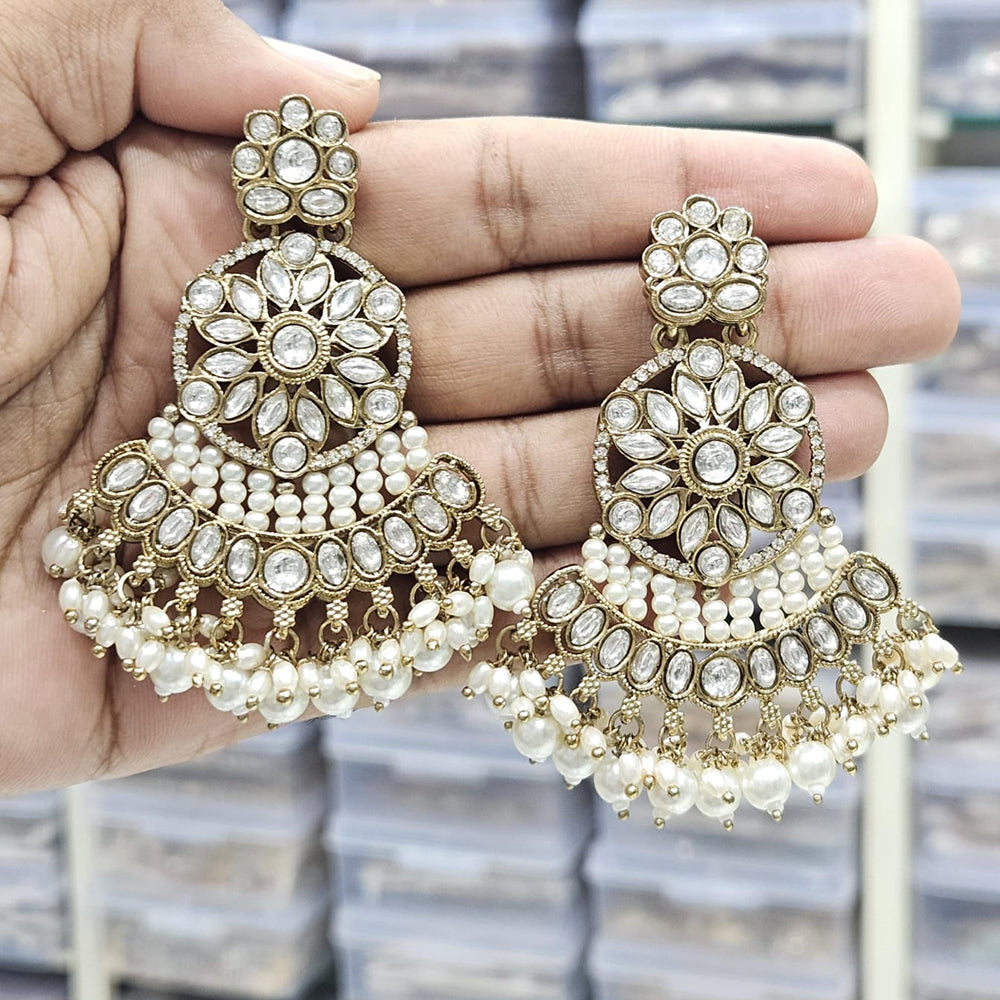 Kavita Art Ethnic Elegance Kundan Stone And Pearls Dangler Earrings