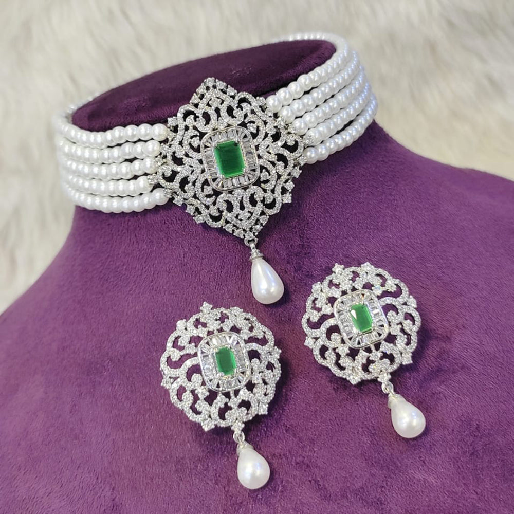 Kavita Art Designer American Daimond Choker Necklace Set