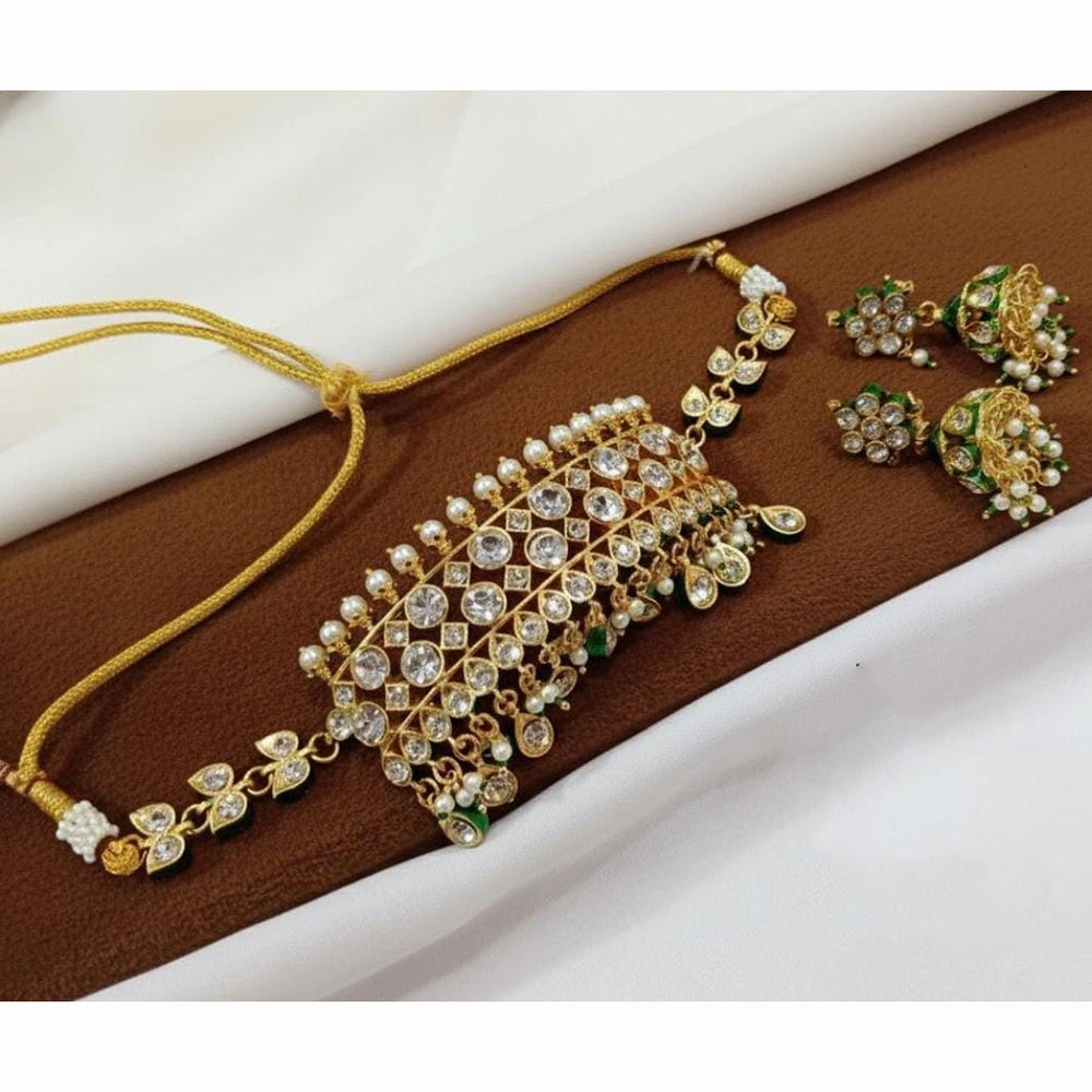 Kavita Art Premium Austrian Stone And Pearl Choker Necklace Set