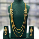 Kavita Art Premium Pota  Stone Gold Plated Long  Necklace Set
