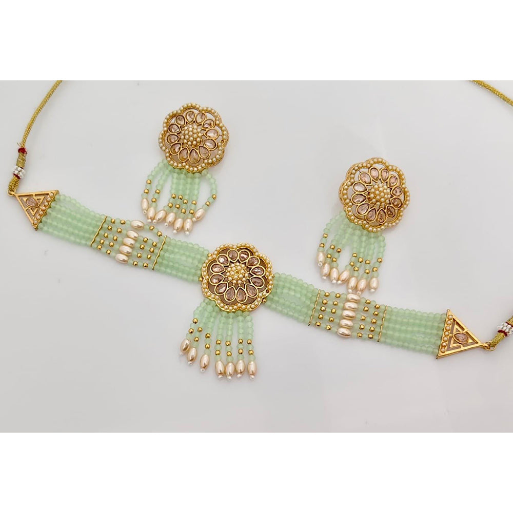 Kavita Art Crystal Stone And Pearl Designer Choker Necklace Set