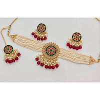 Kavita Art Crystal Stone And Pearl Designer Choker Necklace Set