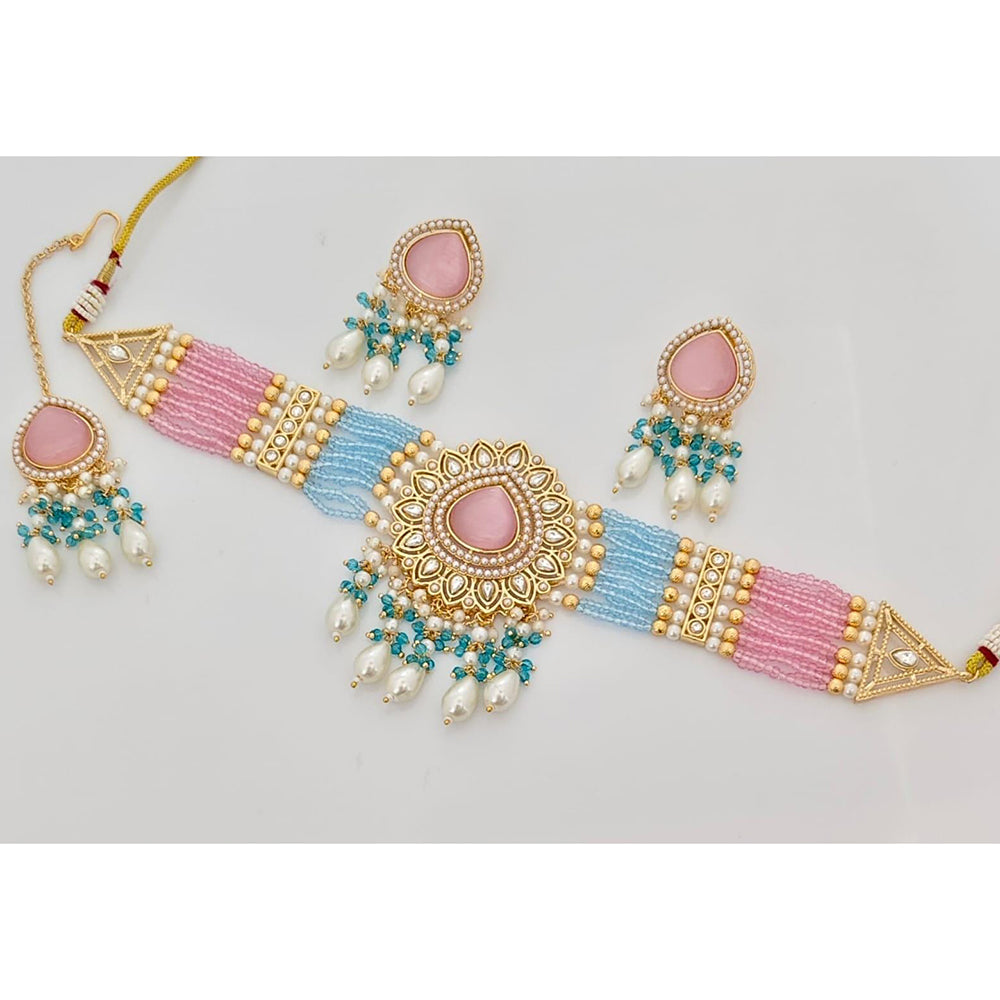 Kavita Art Crystal Stone And Pearl Designer Choker Necklace Set