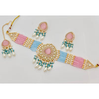 Kavita Art Crystal Stone And Pearl Designer Choker Necklace Set