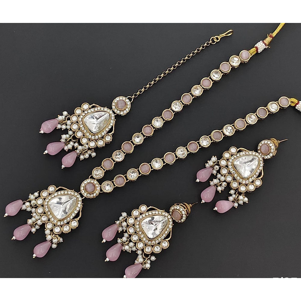 Kavita Art Premium Polki Kundan Stone Pearl And Beads Necklace Set