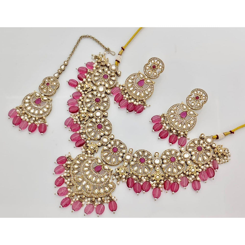 Kavita Art  Elegant Pota Stone Pearl And Beads Necklace Set