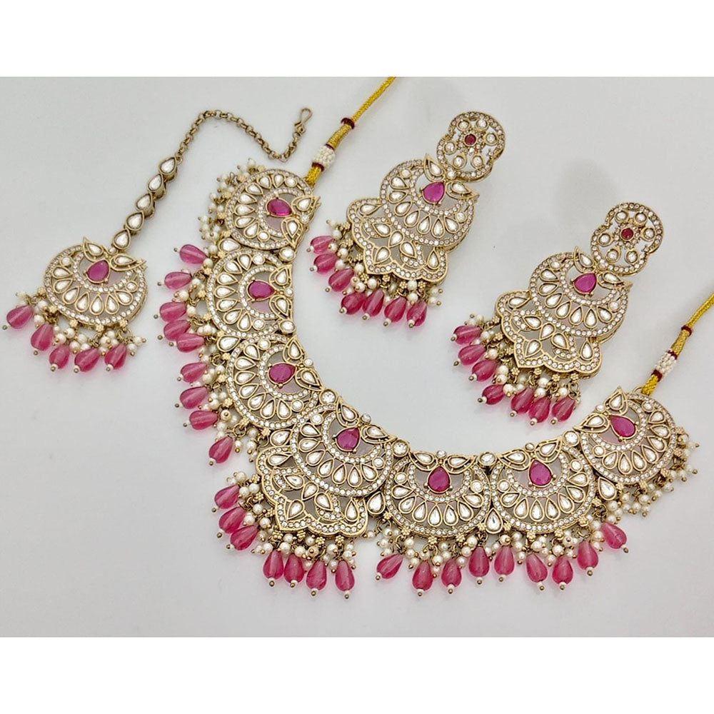 Kavita Art  Elegant Pota Stone Pearl And Beads Necklace Set