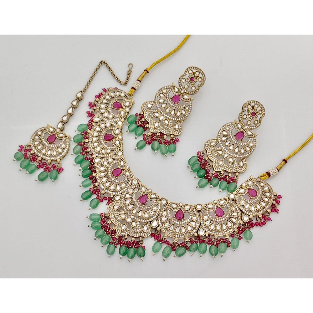 Kavita Art  Elegant Pota Stone Pearl And Beads Necklace Set