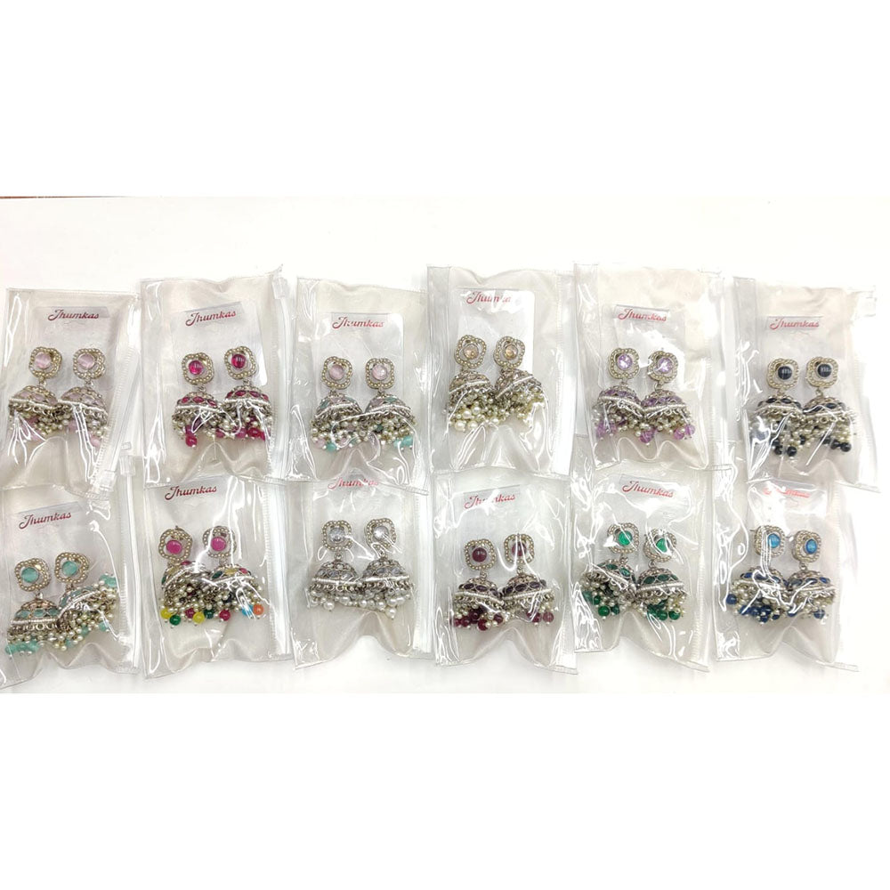 Kavita Art Royal Crystal Stone Beads And Pearl Statement Jhumki Earrings