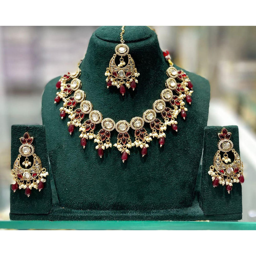 Kavita Art  Elegant Pota Stone And Pearl Necklace Set