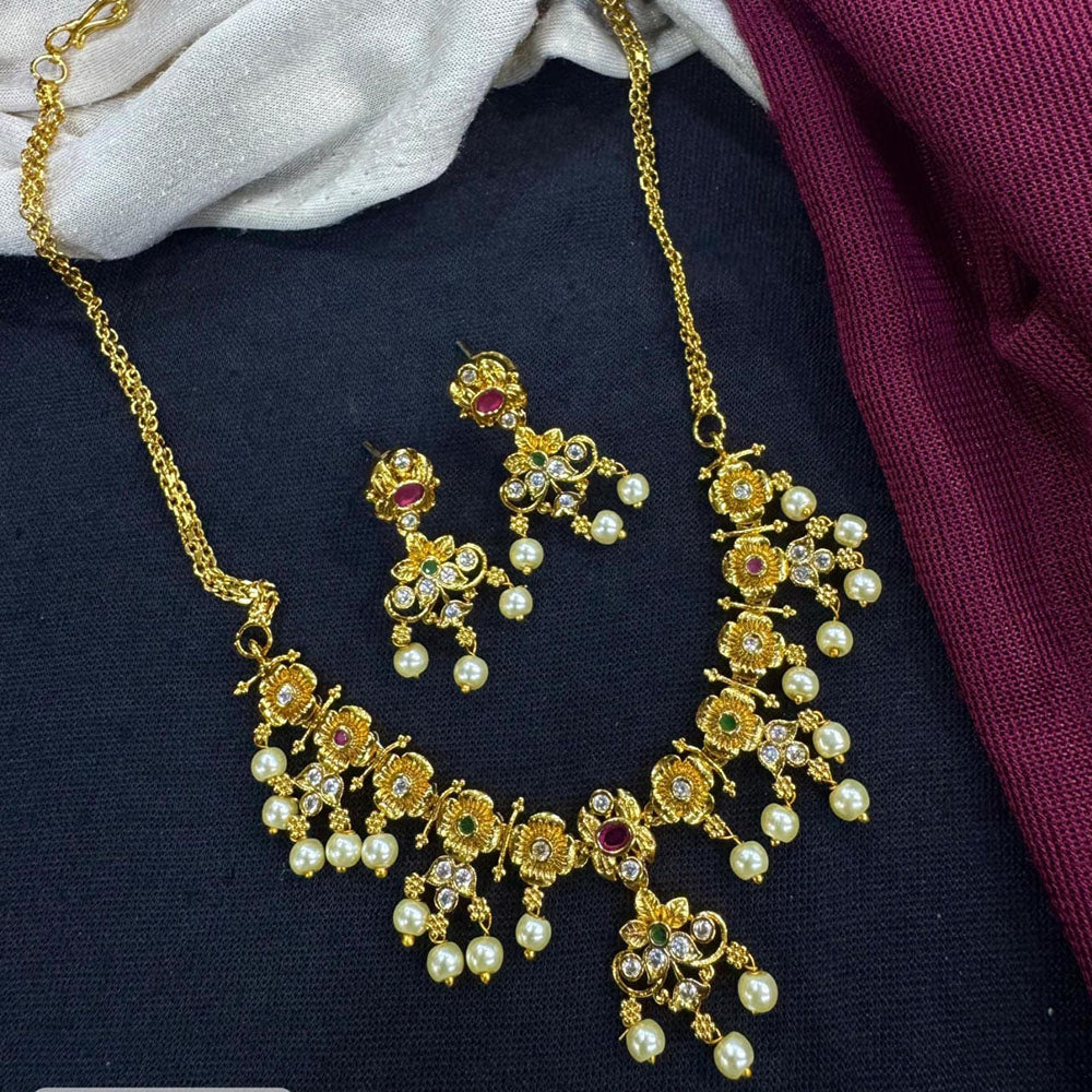 Kavita Art Royal Pota And Austrian Stone Pearl Statement Necklace Set