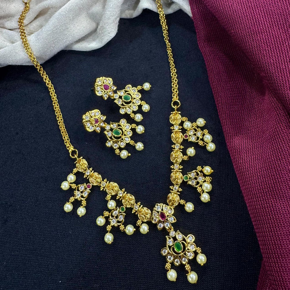 Kavita Art Royal Pota And Austrian Stone Pearl Statement Necklace Set