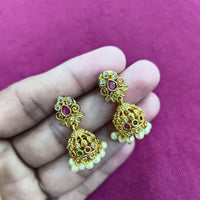 Kavita Art Designer Pota Austrian Stone And Pearl Jhumki Earrings