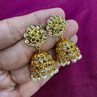 Kavita Art Designer Pota Austrian Stone And Pearl Jhumki Earrings