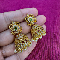 Kavita Art Designer Pota Austrian Stone And Pearl Jhumki Earrings
