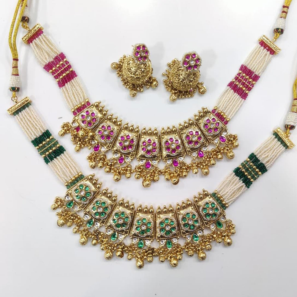 Kavita Art Royal Pota Stone And Pearl Designer Necklace Set