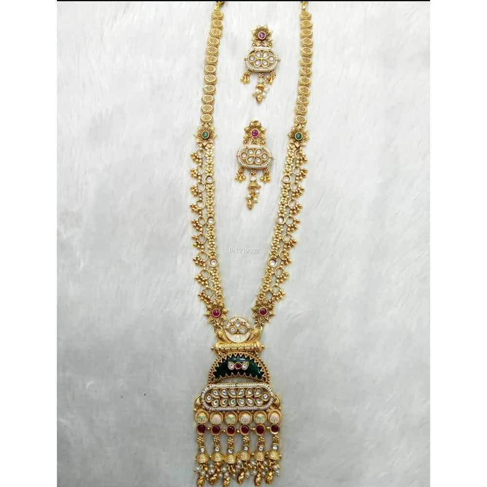 Kavita Art Heritage Pota Stone And Pearl Meenakari Long Necklace Set