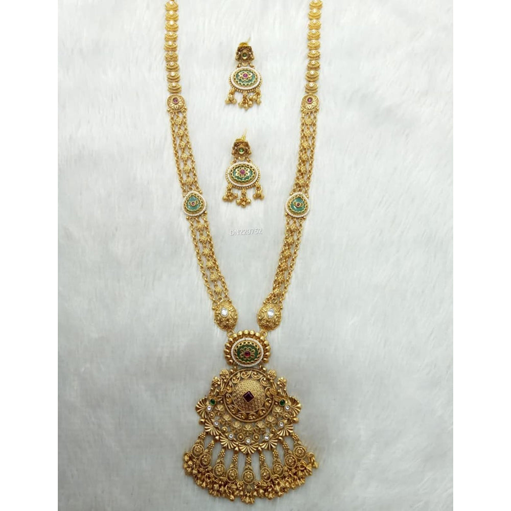 Kavita Art Heritage Pota Stone And Pearl Meenakari Long Necklace Set