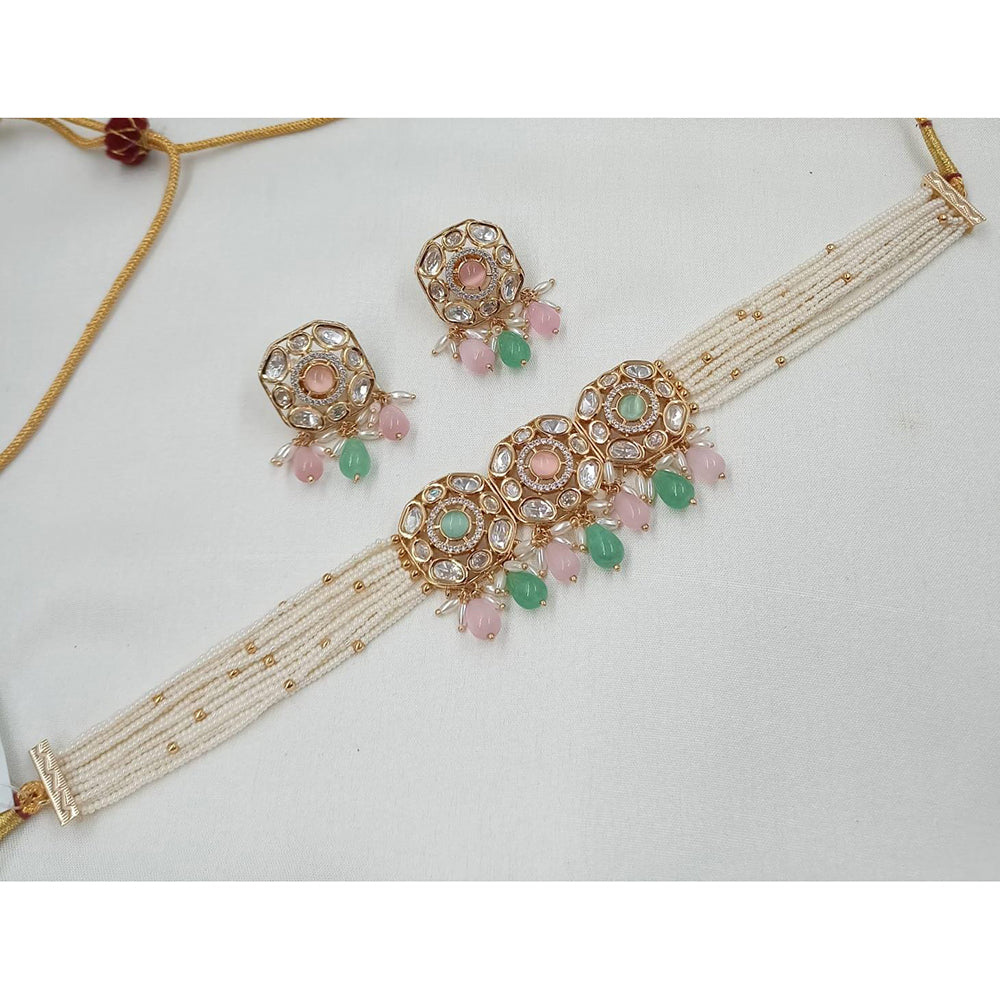 Kavita Art Glam Polki Kundan And Beads Heavy Choker Necklace Set