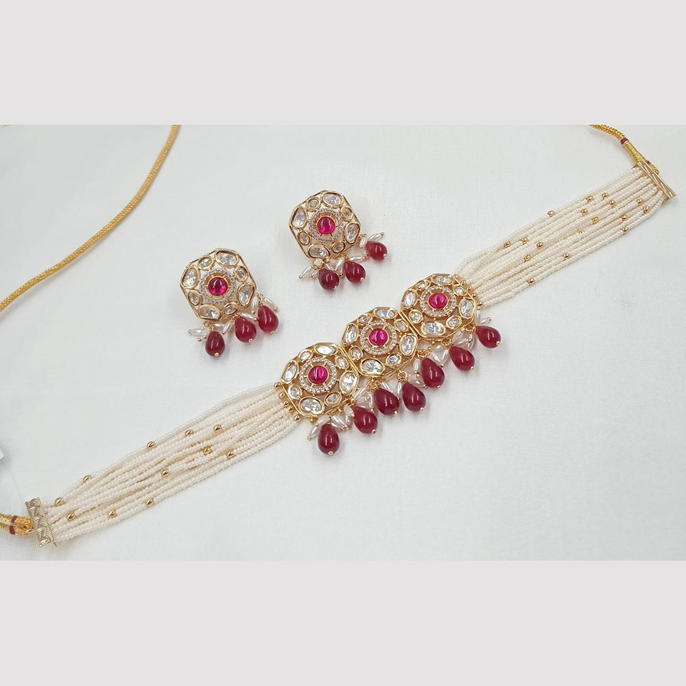 Kavita Art Glam Polki Kundan And Beads Heavy Choker Necklace Set