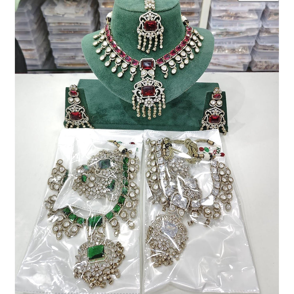 Kavita Art Sparkling American Diamond Necklace Set