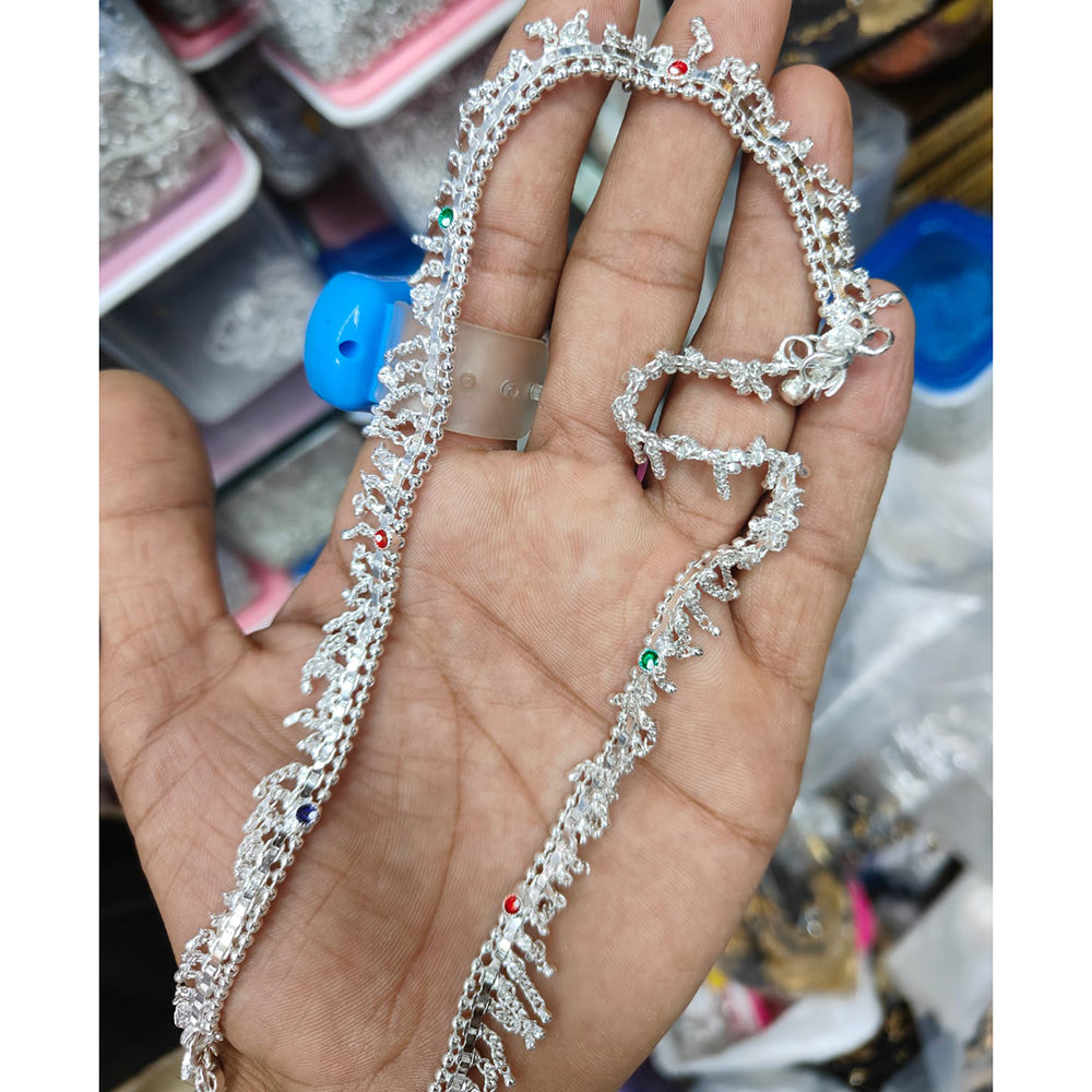 Kavita Art Elegant Rhodium Plated Ghungroo And Meenakari Designer Payal \ Anklet