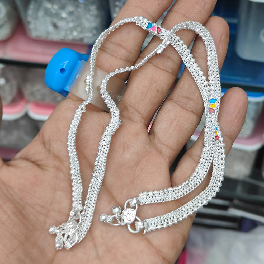Kavita Art Elegant Rhodium Plated Ghungroo And Meenakari Designer Payal \ Anklet
