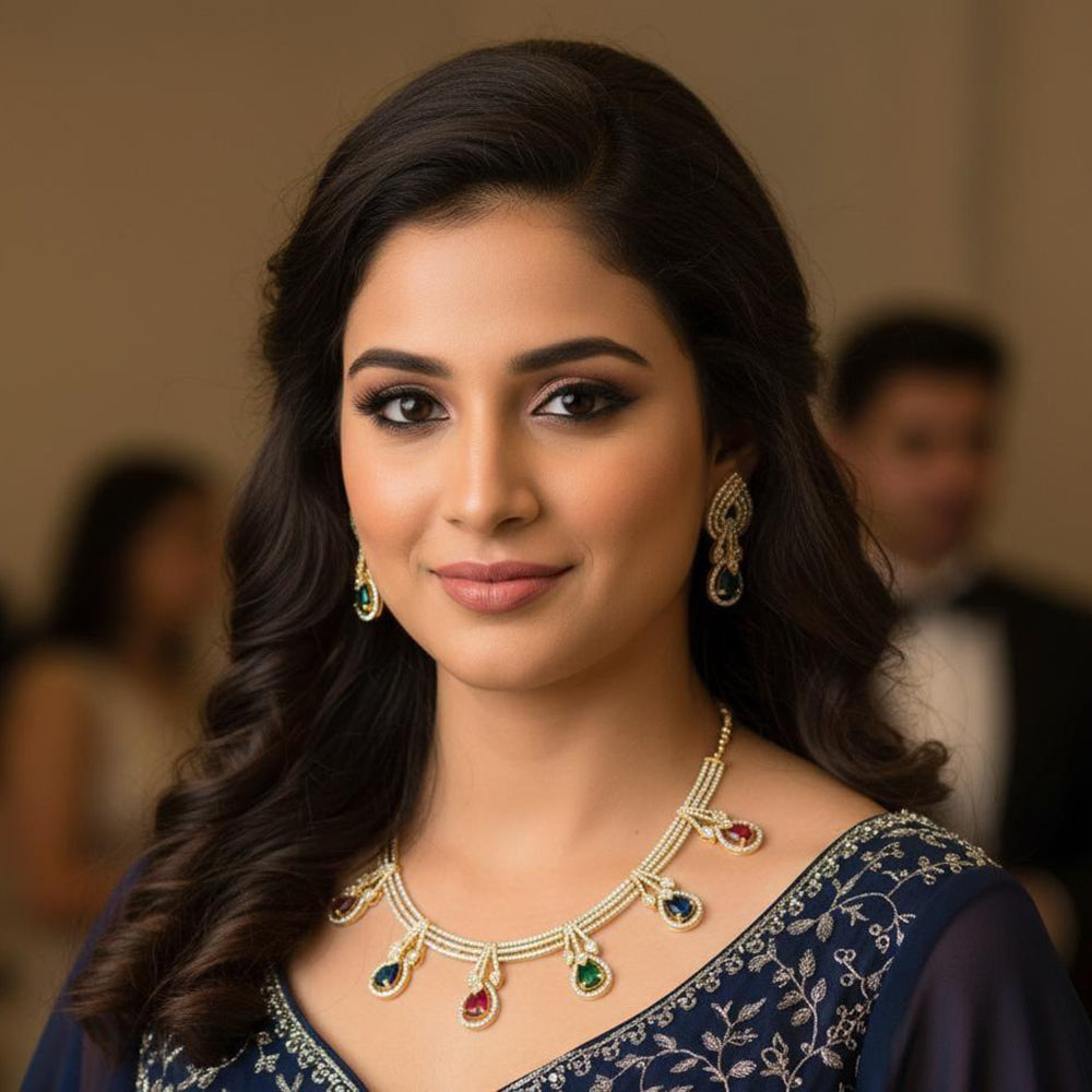 Kavita Art Crystal And Austrian Stone Elegant Party Wear Necklace Set