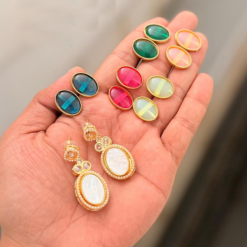 Kavita Art Stylish Interchangeable Colorful Crystal And Pearl Dangler Earrings