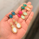 Kavita Art Stylish Interchangeable Colorful Crystal And Pearl Dangler Earrings