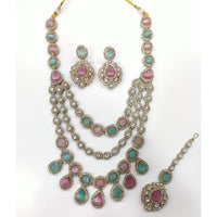 Kavita Art Classic Pota Stone Long Necklace Set 