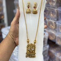 Kavita Art Classic Pota Stone And Beads Temple Long Necklace Set 