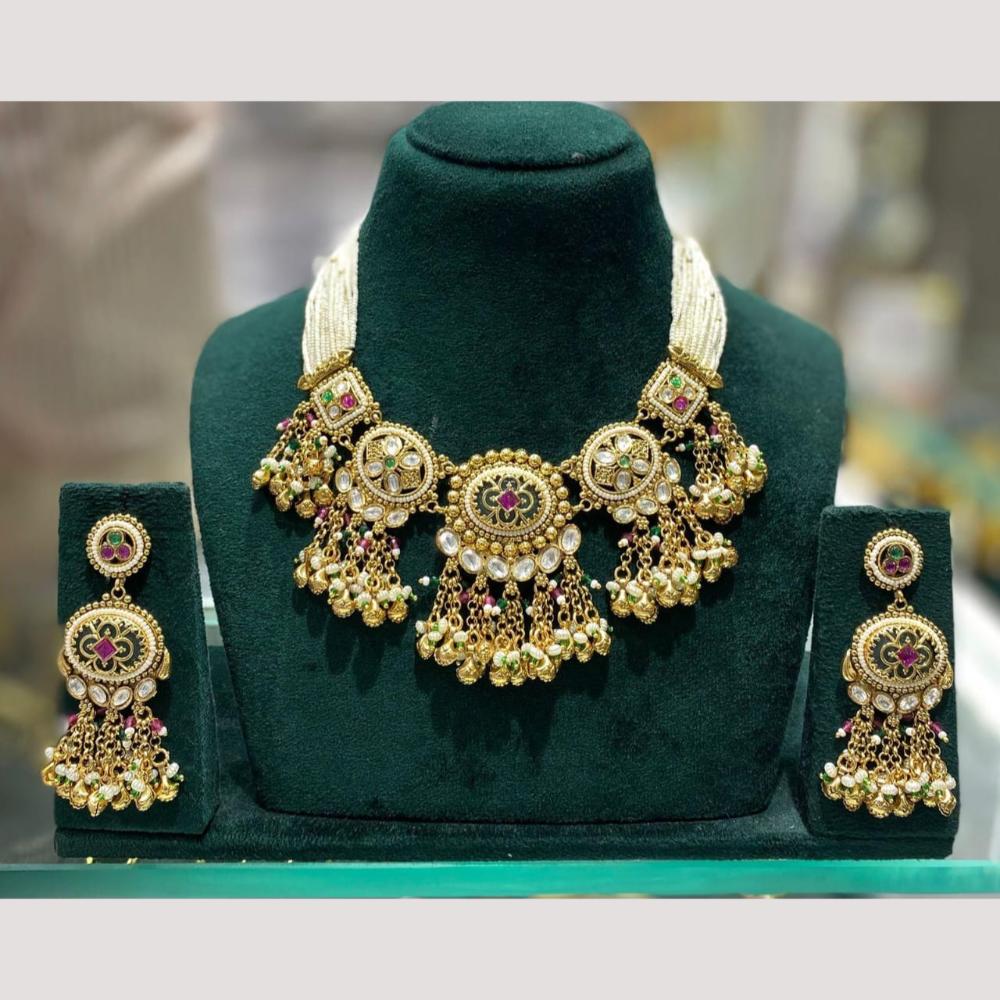 Kavita Art Heritage Pota Stone And Pearl Necklace Set