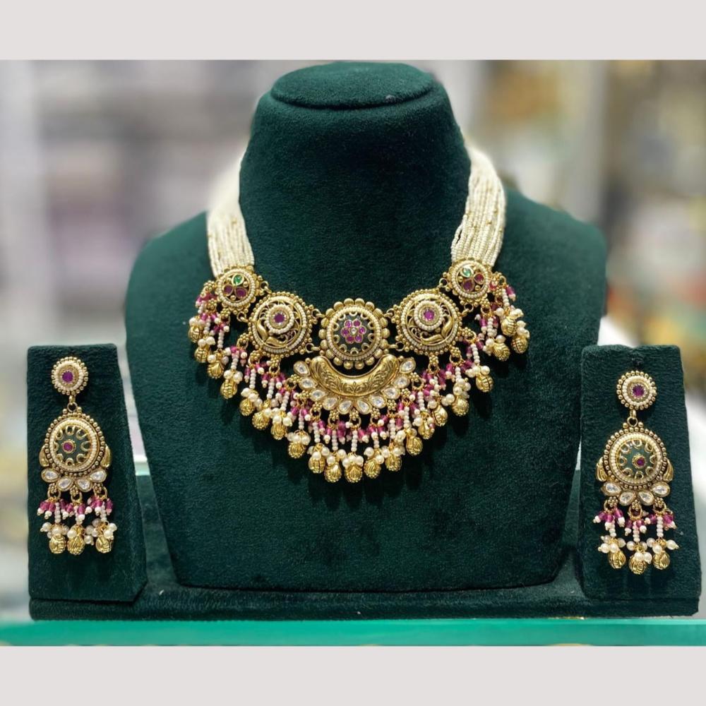 Kavita Art Heritage Pota Stone And Pearl Necklace Set