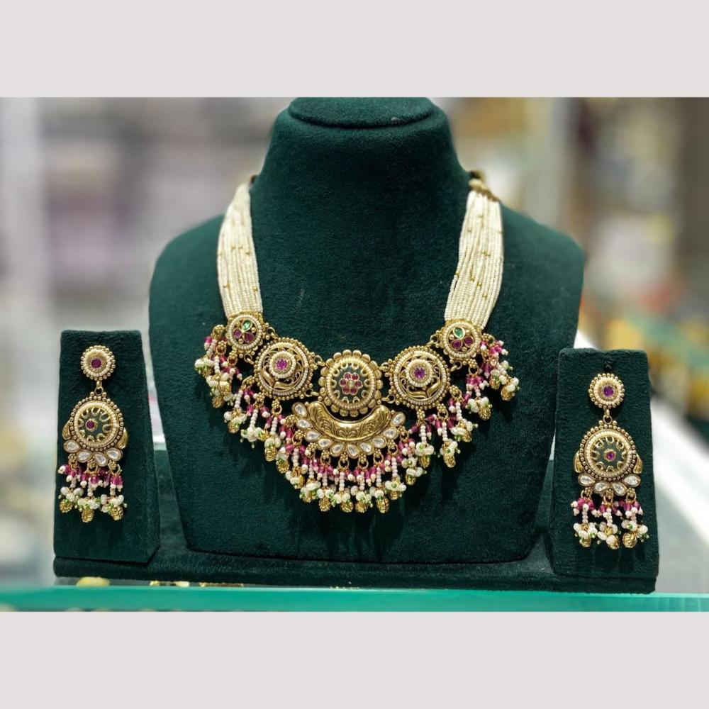 Kavita Art Heritage Pota Stone And Pearl Necklace Set